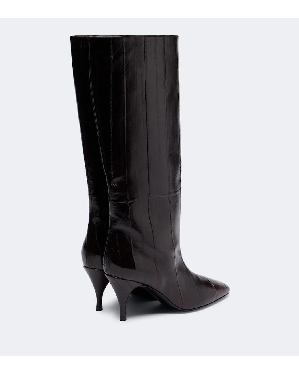Herbert Levine Black Silhouette Leather Knee-High Boots