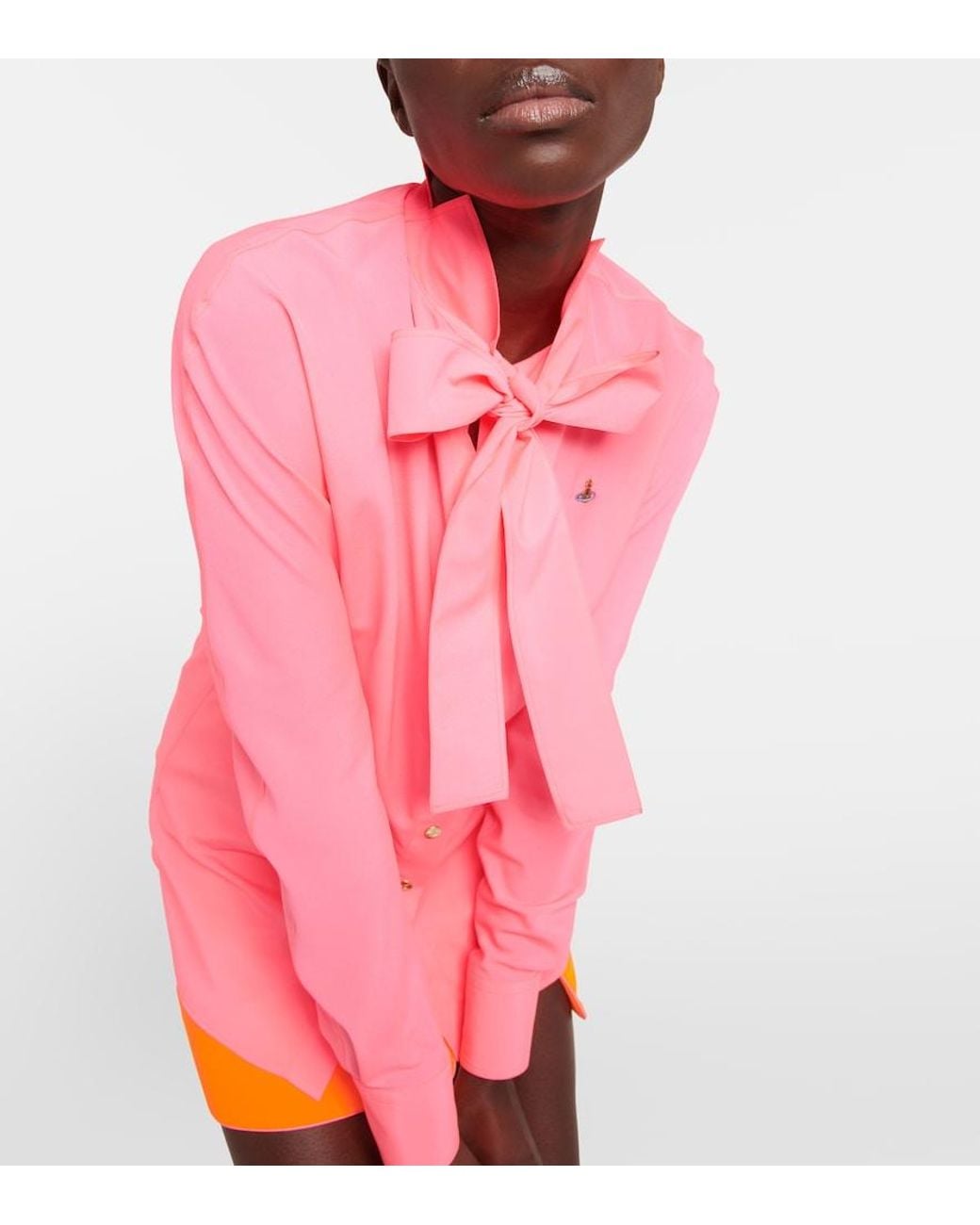 Vivienne Westwood Pink Tie-Neck Crepe Blouse