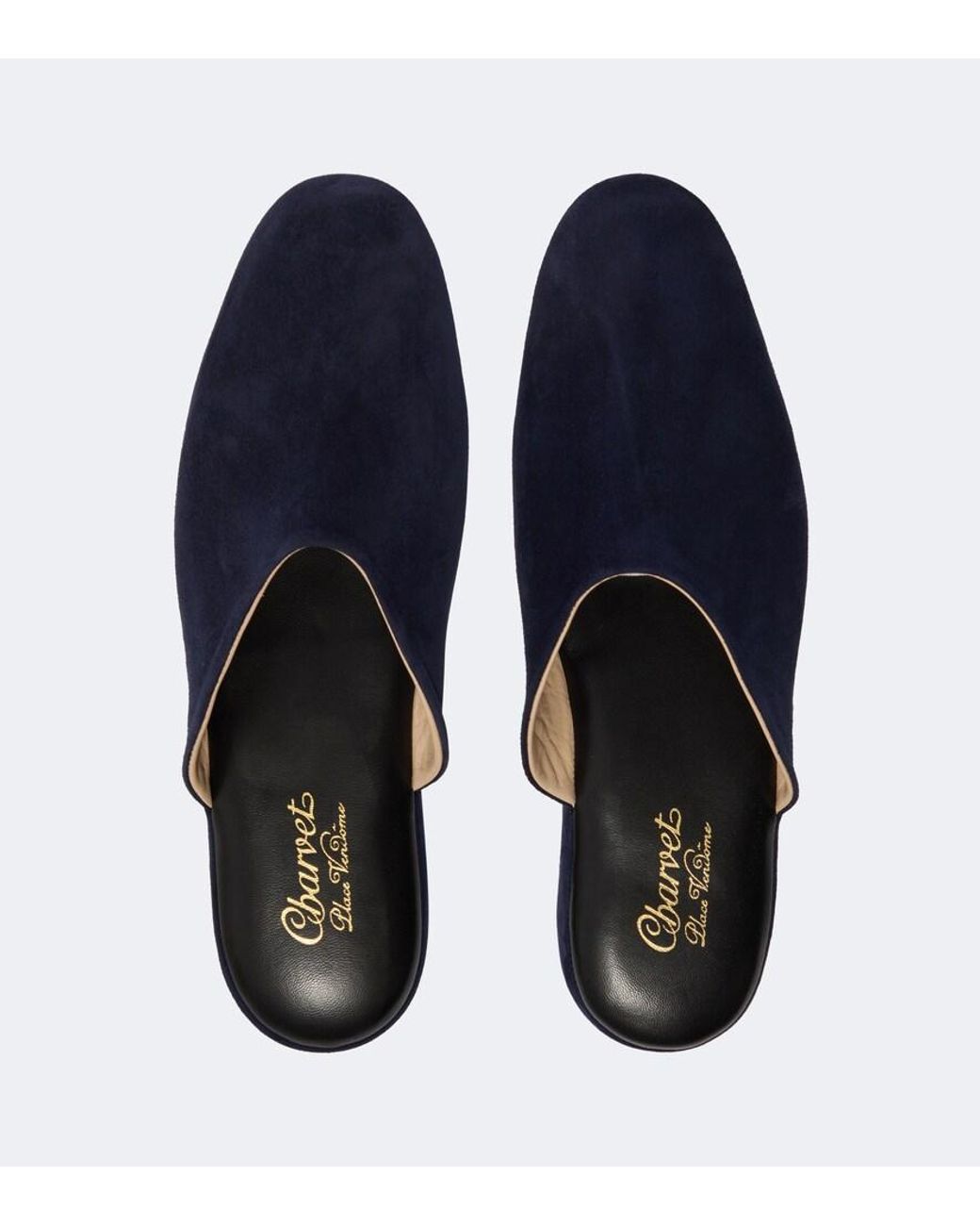 Charvet Blue Leather-Lined Suede Slippers for men
