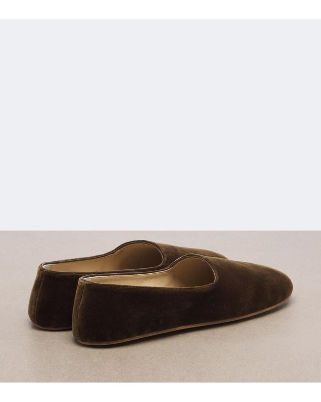 The Row Brown Ponti Velvet Slip-On Shoes