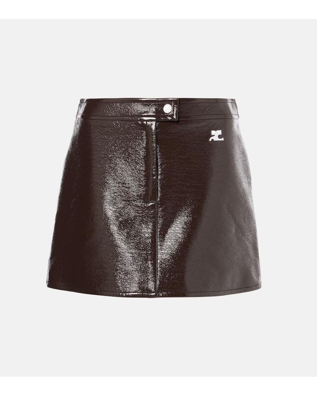 Courreges Brown Reedition Vinyl Miniskirt