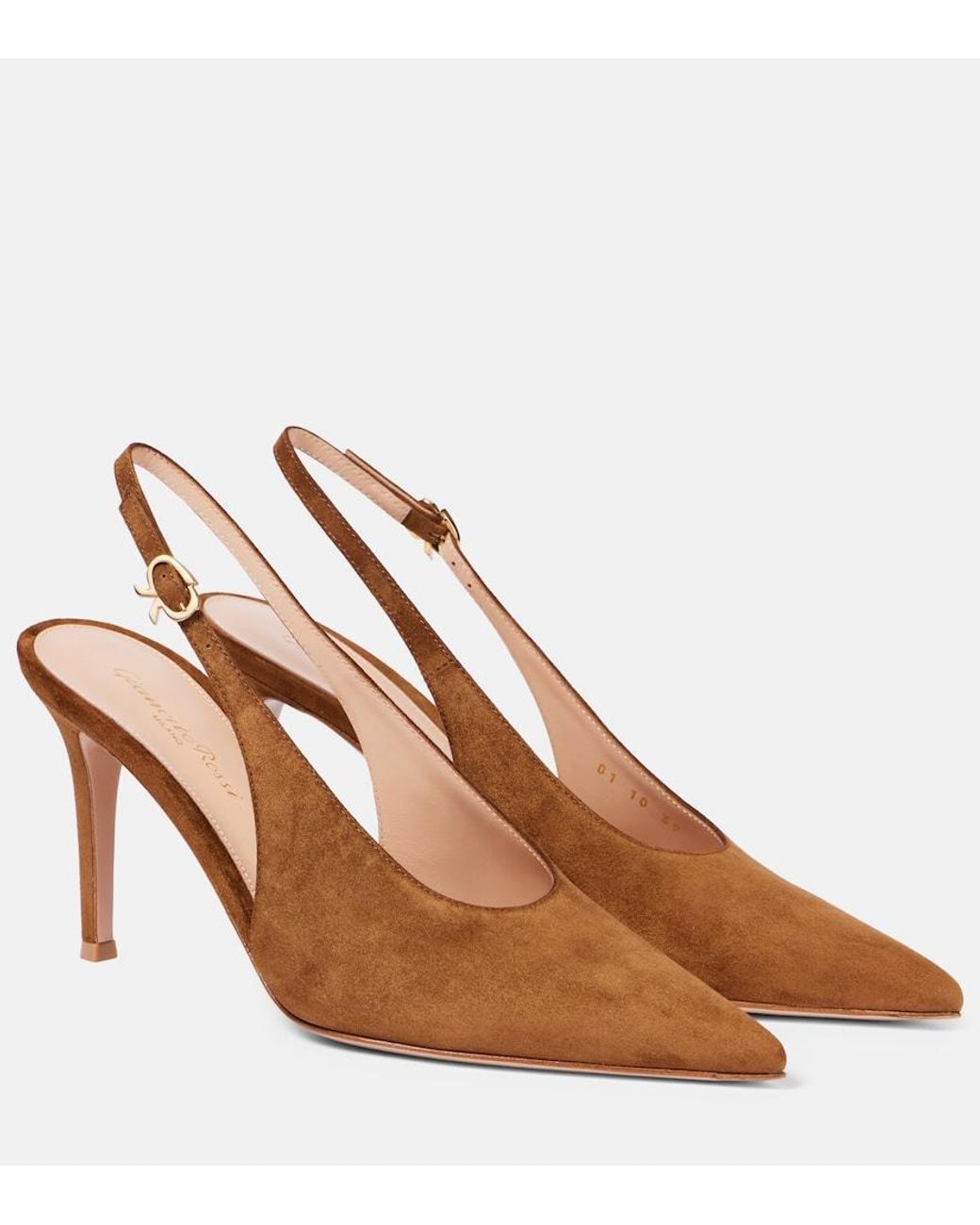 Gianvito Rossi Brown Robbie Suede Slingback Pumps