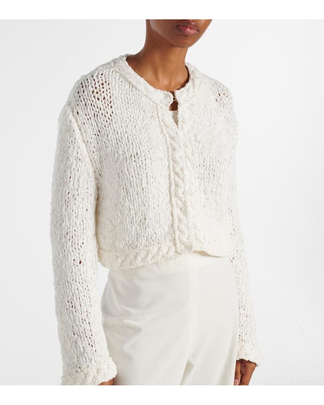 Khaite White Genevieve Open-Knit Cardigan