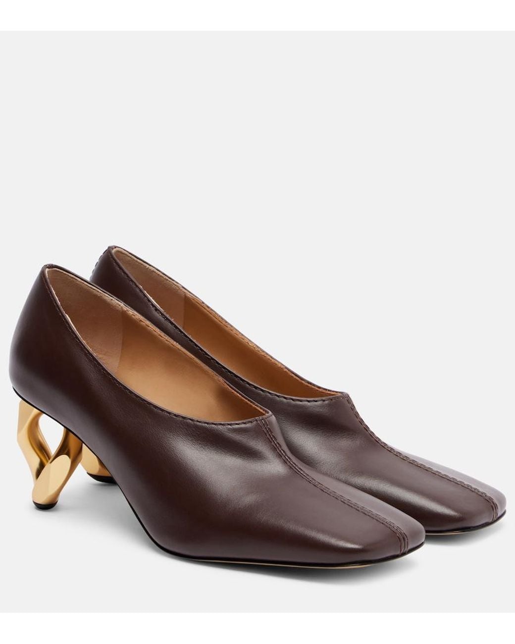 J.W. Anderson Brown Chain 75 Leather Pumps
