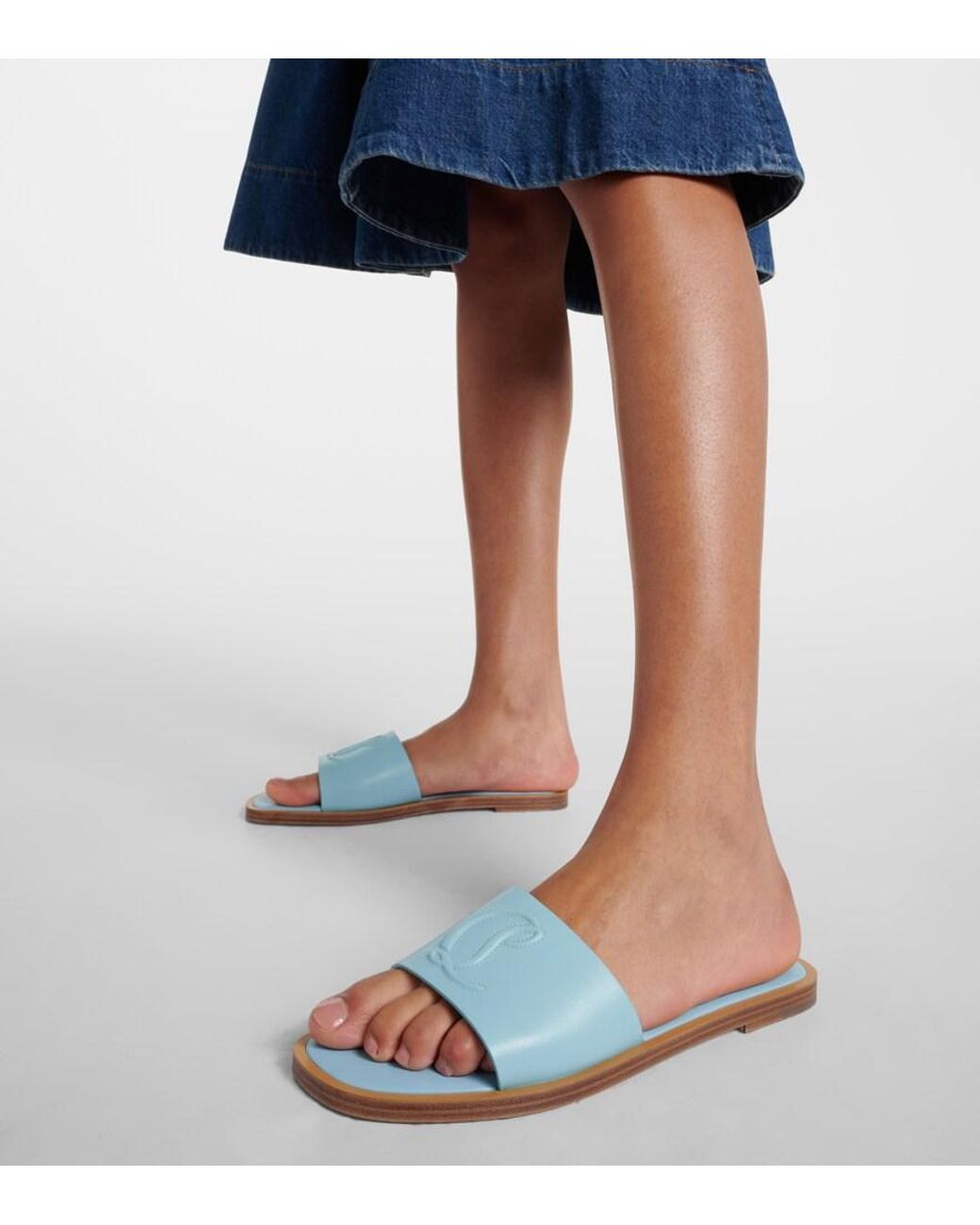Christian Louboutin Blue Cl Mule Leather Sandal