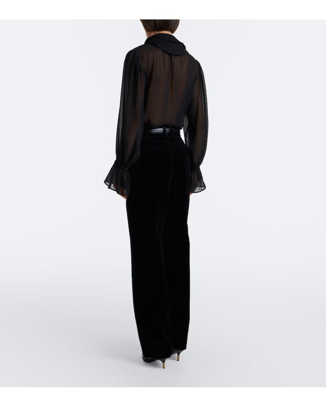 Blazé Milano Black Fox Pleated Cotton Velvet Straight Pants