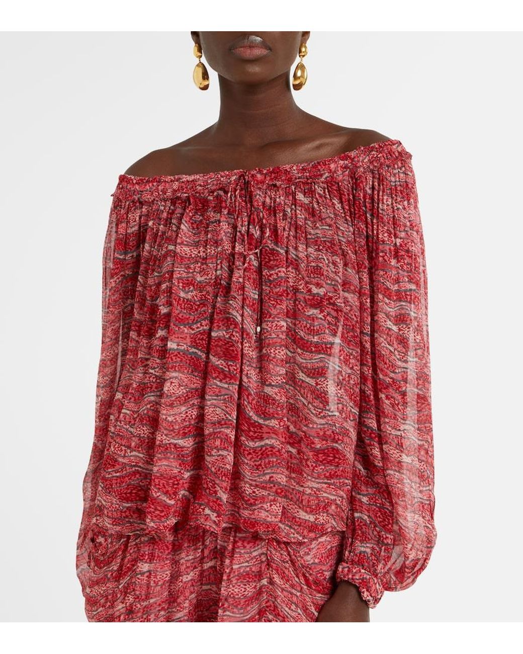 Isabel Marant Red Vutti Chiffon Top
