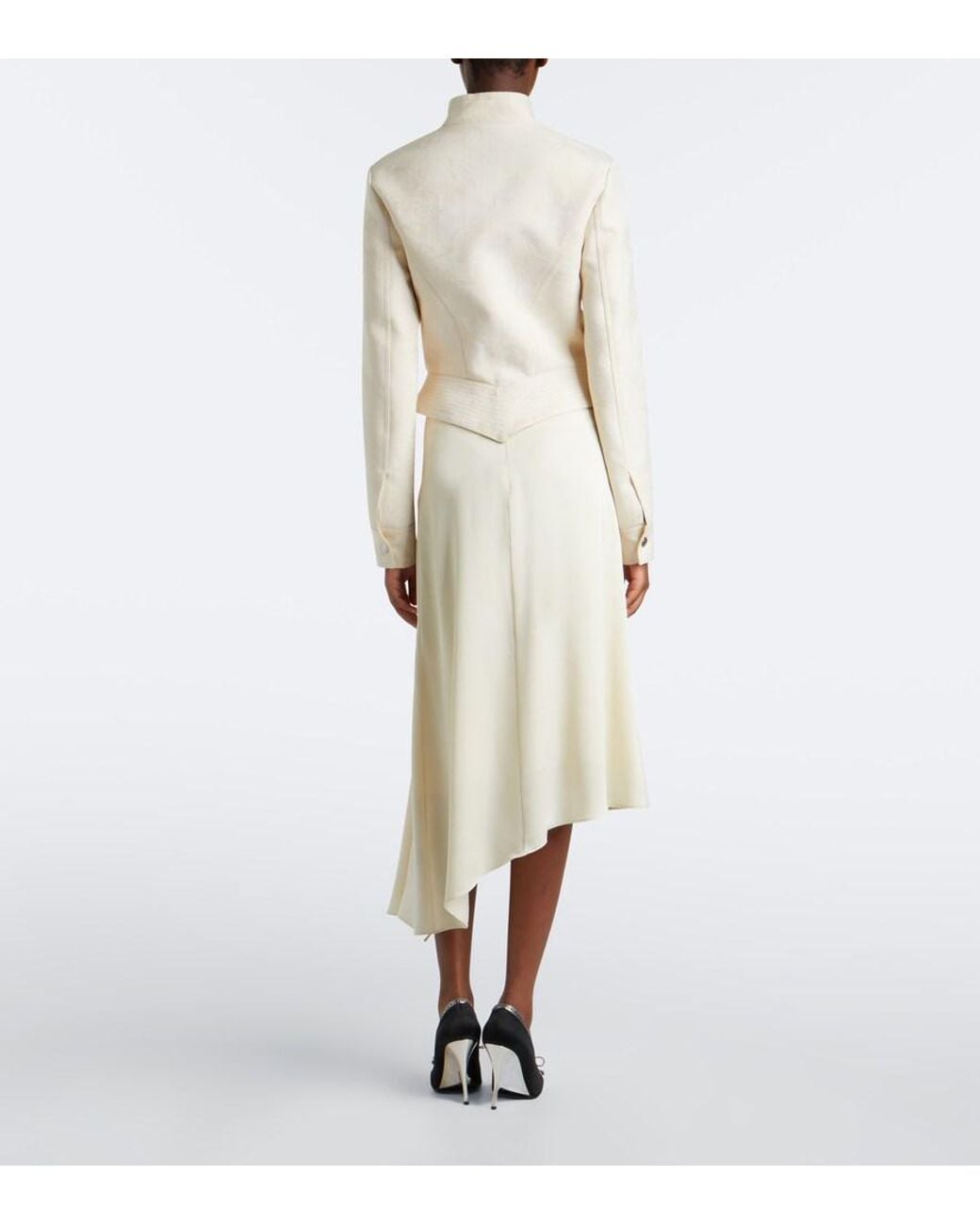 McQueen White Asymmetric Midi Skirt