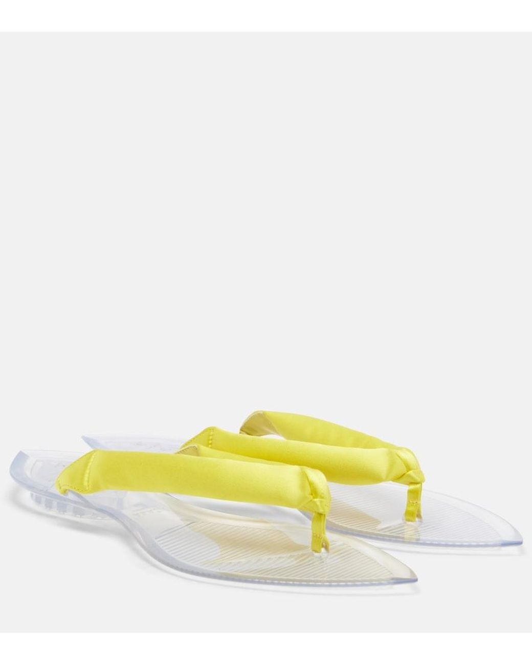 Alaïa Yellow Invisible Satin Thong Sandals