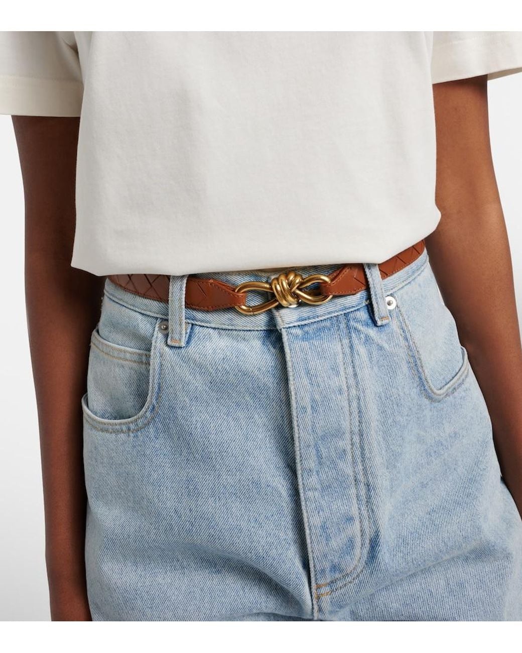 Bottega Veneta Brown Andiamo Intrecciato Leather Belt