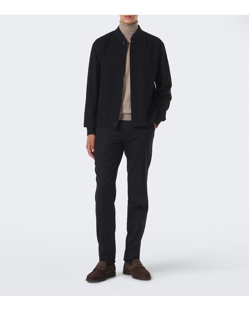 Zegna Blue Wool Slim Pants for men