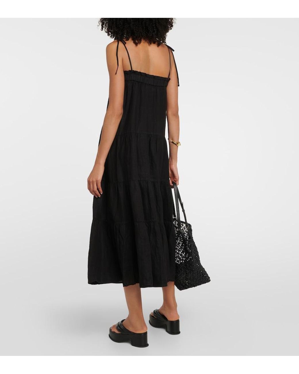 Velvet Black Charlie Tiered Linen Maxi Dress