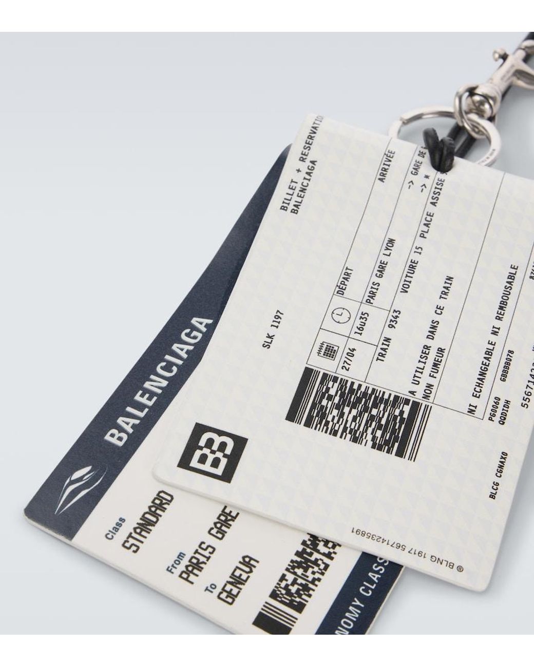 Balenciaga White Train Ticket Keychain for men