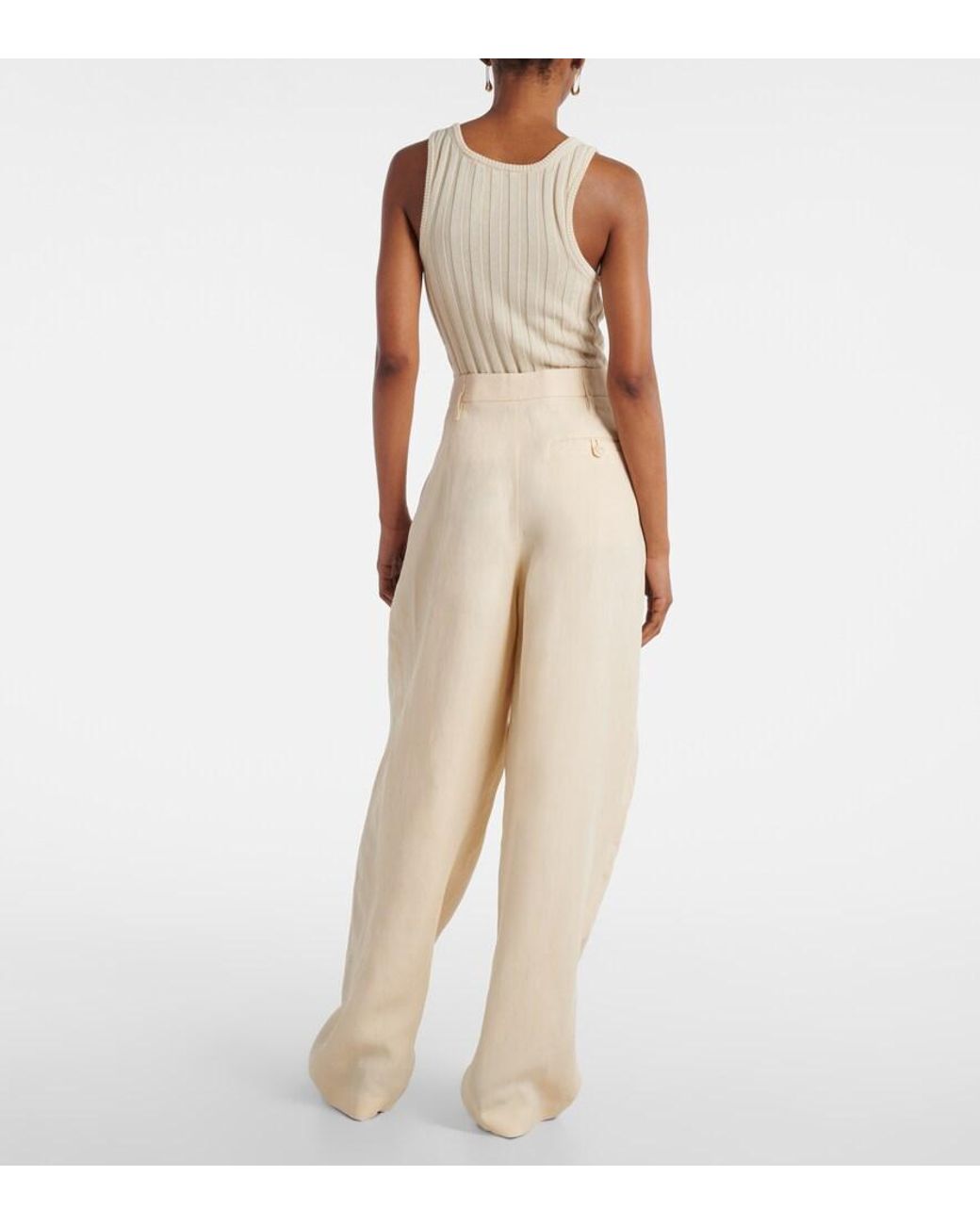 Stella McCartney Natural High-Rise Wide-Leg Pants
