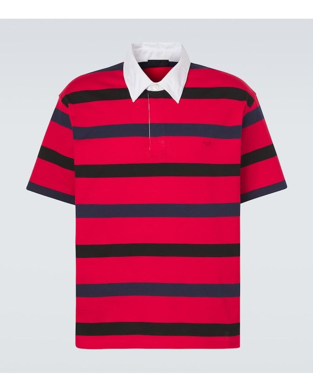 Polo Oversized De Algodon A Rayas Prada de hombre de color Red