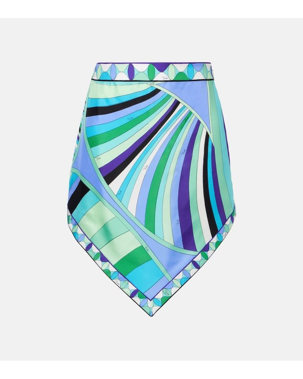 Emilio Pucci Blue Iride Printed Silk Mini Skirt