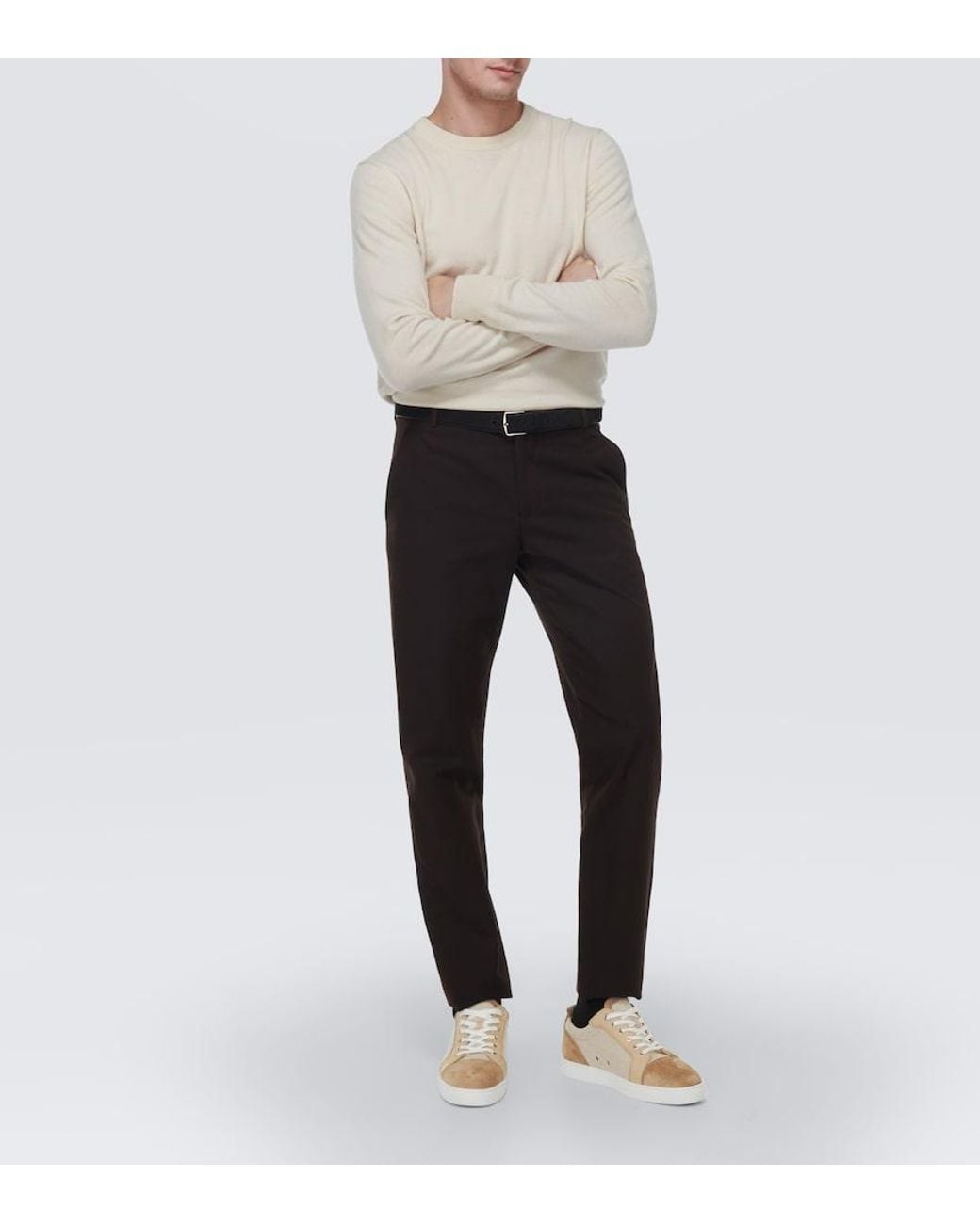 Christian Louboutin Brown Louis Junior Orlato Suede And Cotton Low-top Trainers for men