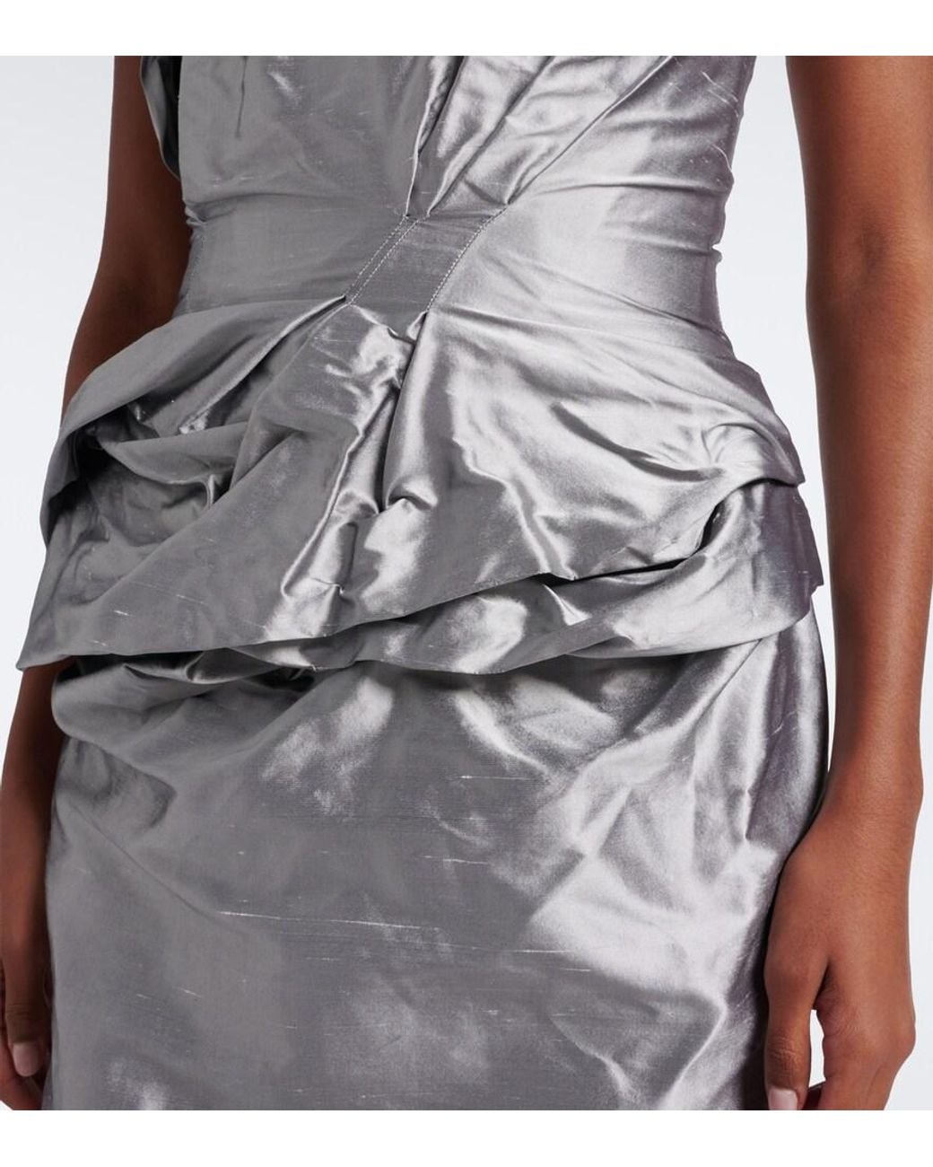 Magda Butrym Gray Draped Silk Bustier Dress