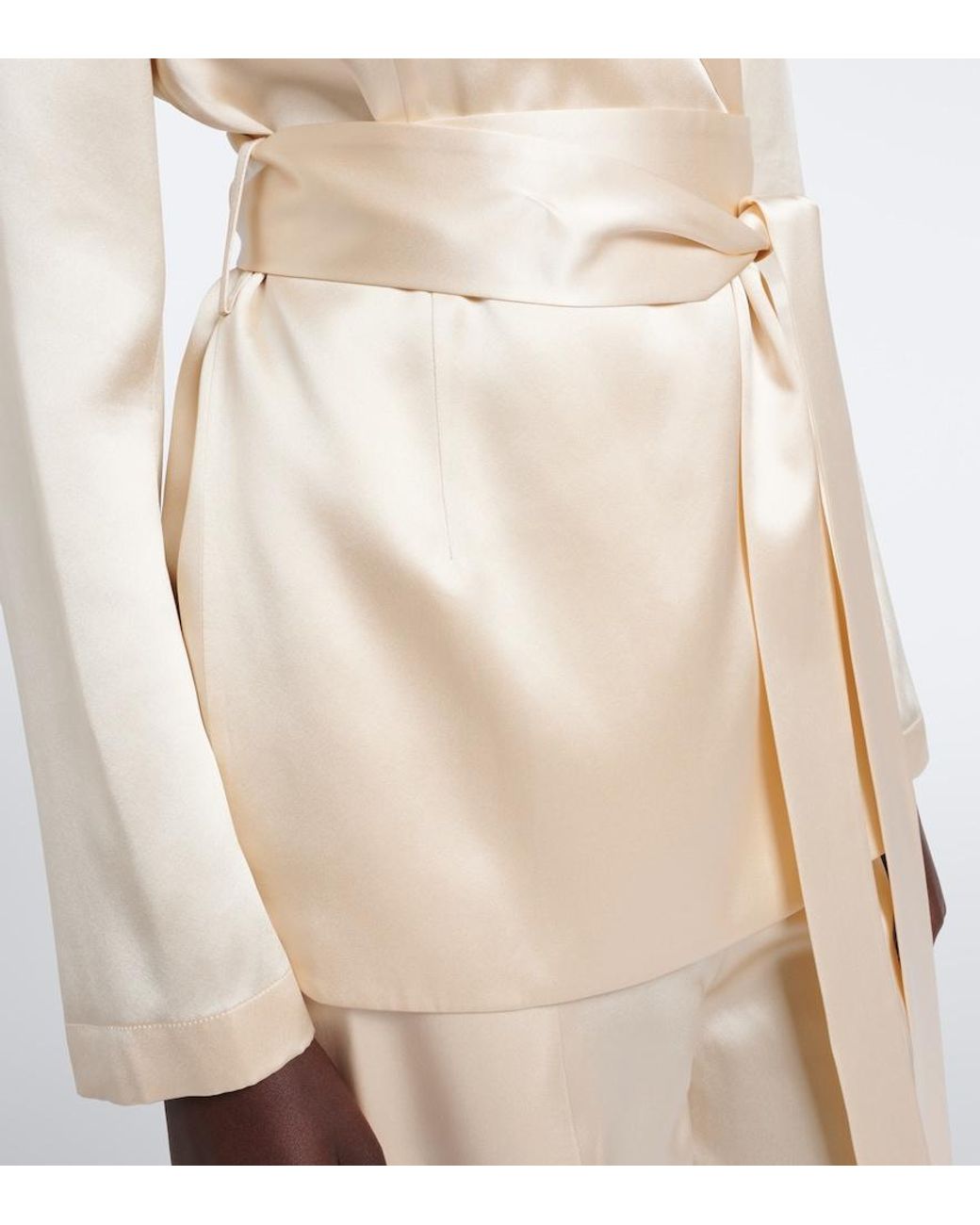 Joseph Natural Archer Belted Silk Satin Jacket