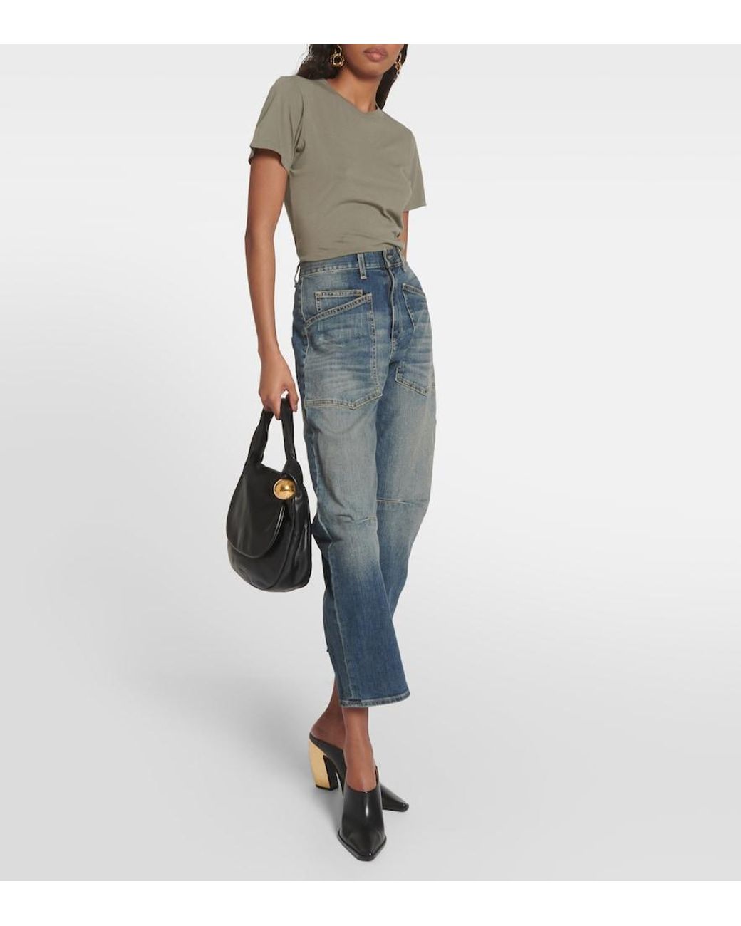 Nili Lotan Blue Shon High-Rise Barrel-Leg Jeans