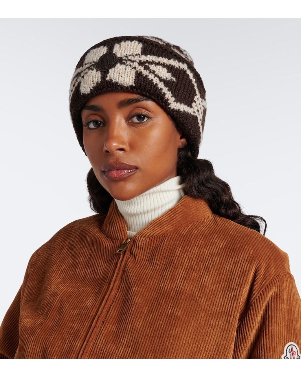 Moncler Black Fair Isle Sequined Wool-Blend Beanie