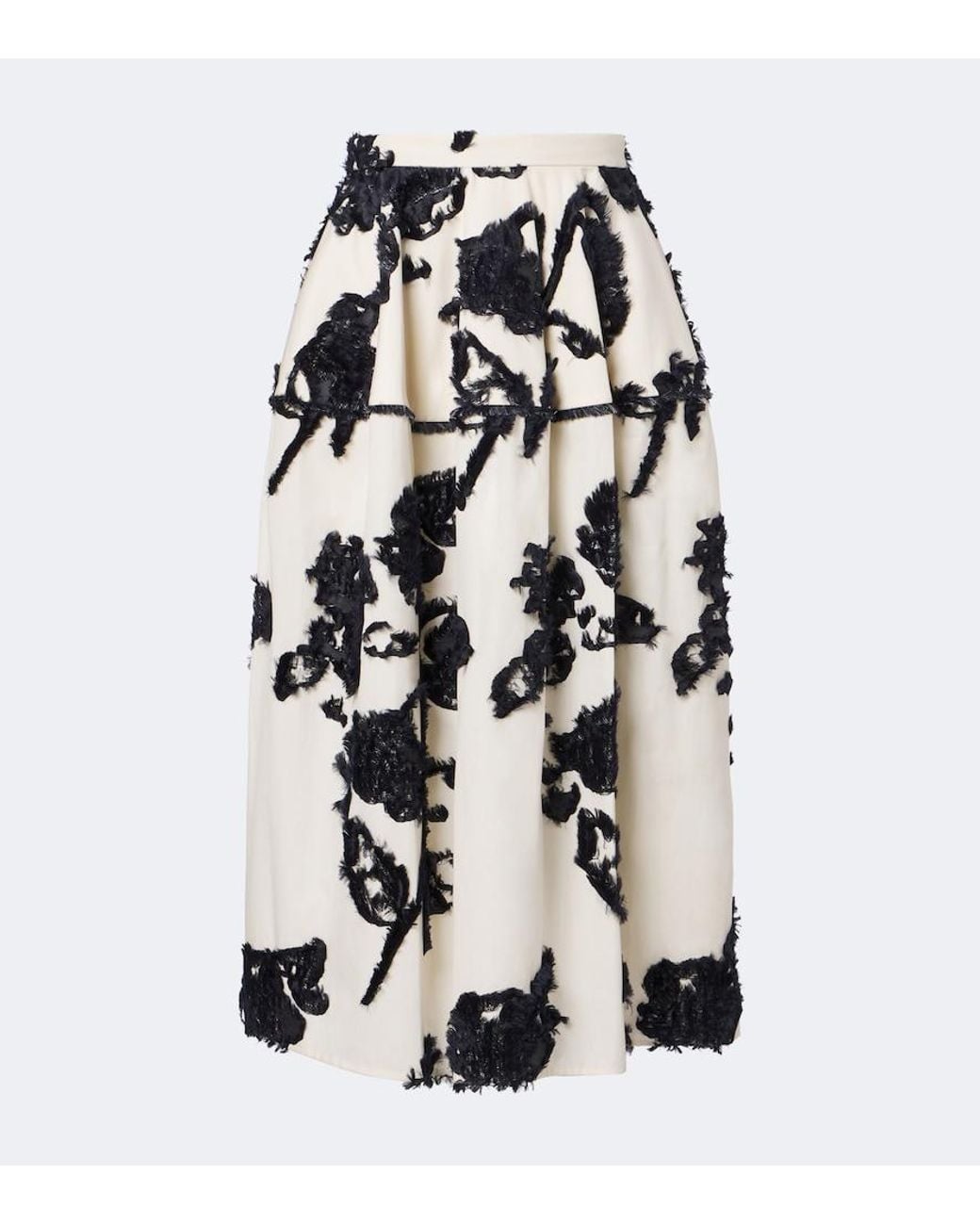 Erdem White Floral Fil Coupe Poplin Midi Skirt