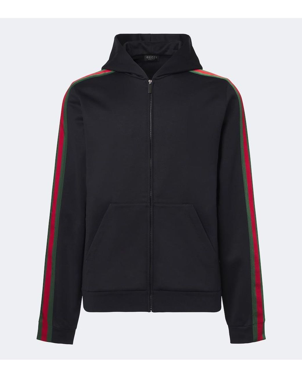 Gucci Blue Web Stripe Silk And Cotton Jersey Hoodie for men