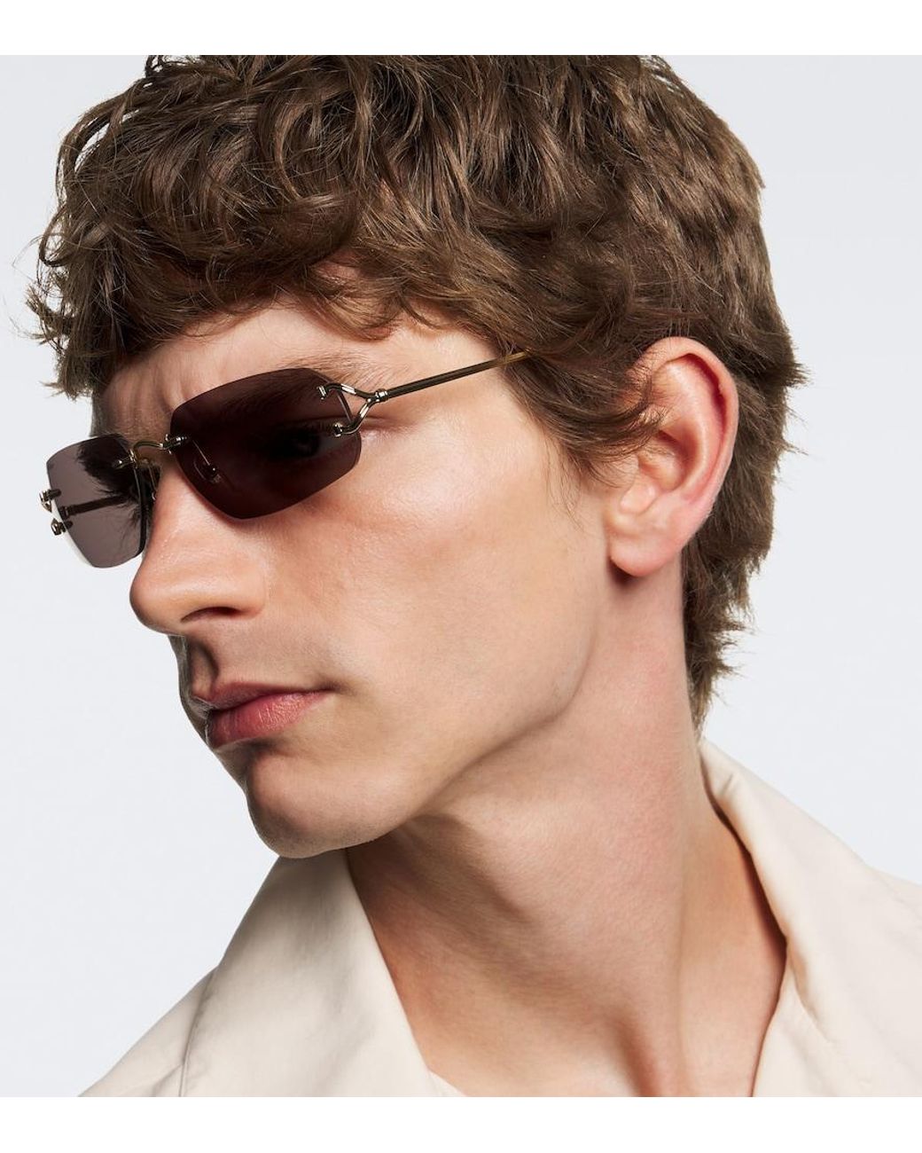 Cartier Brown Signature C Rectangular Sunglasses for men