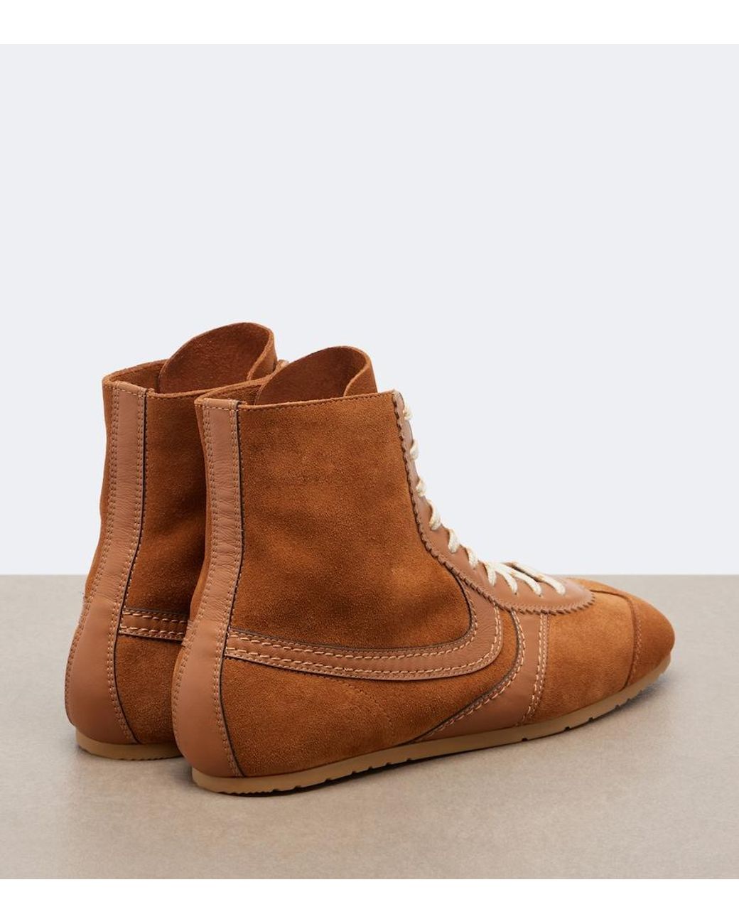 Dries Van Noten Brown Leather-Trimmed Suede High-Top Sneakers