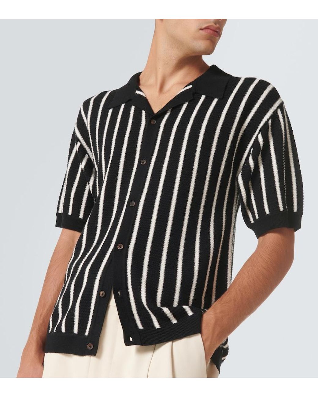 King & Tuckfield Black Striped Wool Shirt for men