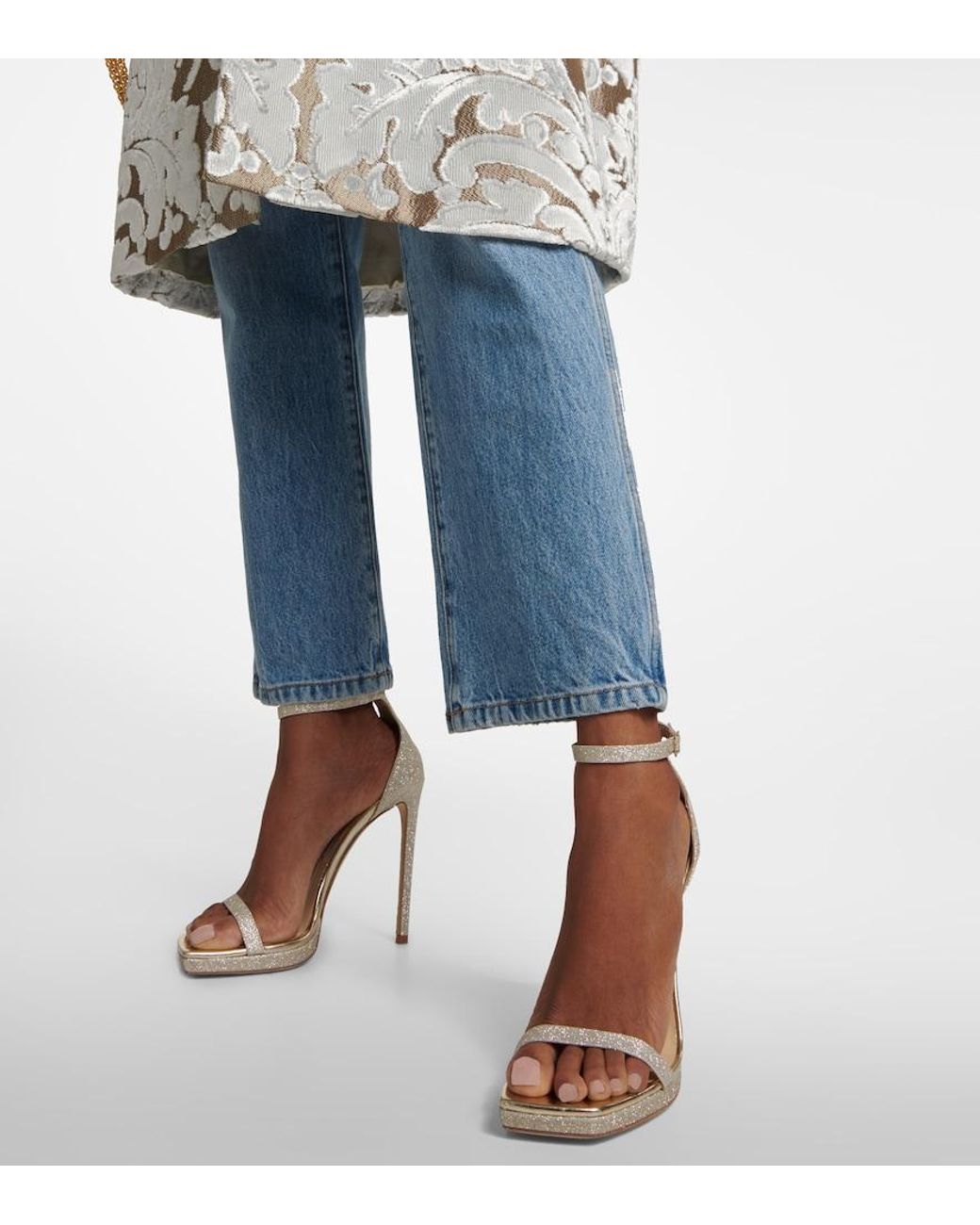 Jimmy Choo Metallic Alva 120 Glitter Sandal