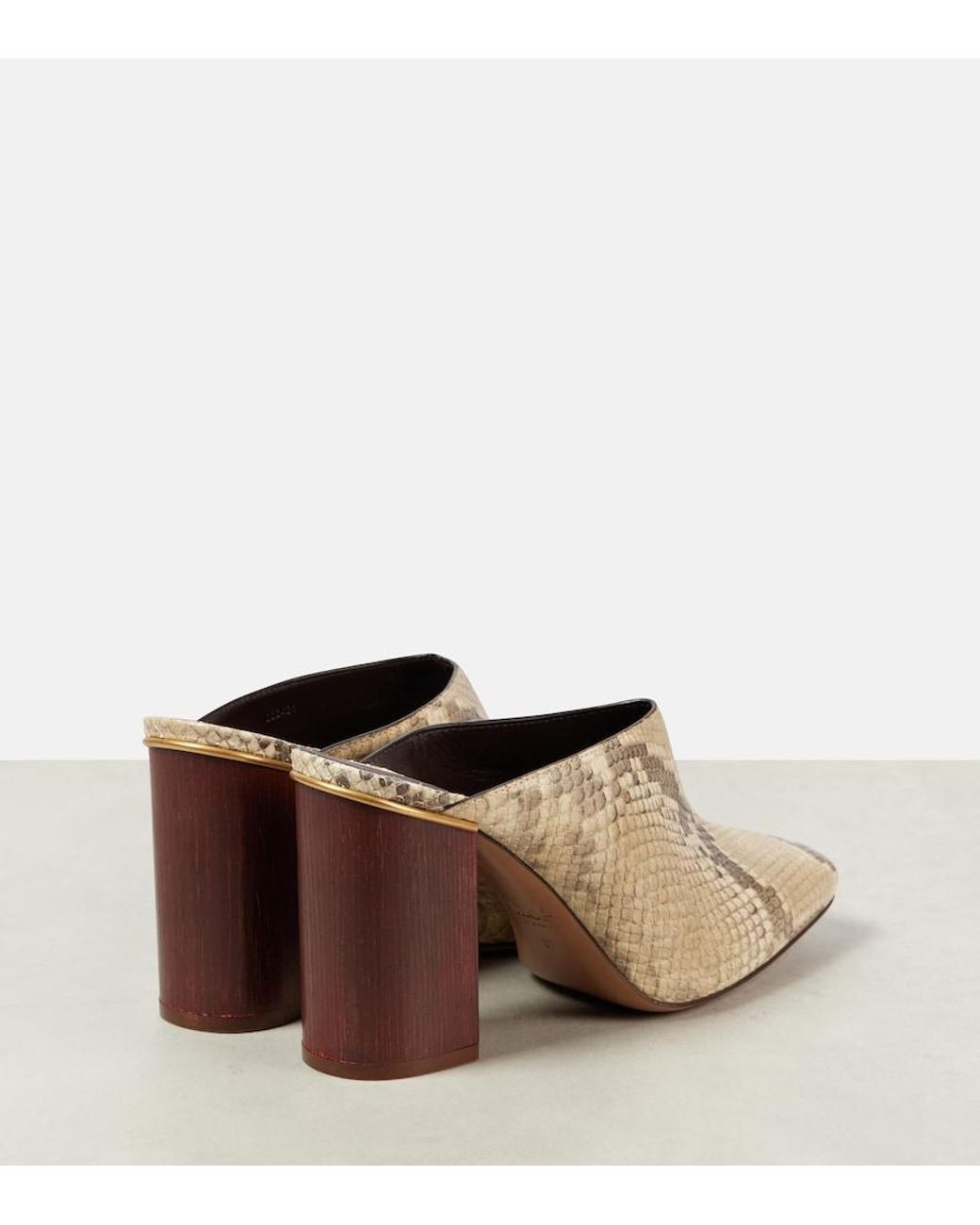Chloé Natural Ambre Snake-Effect Leather Mules