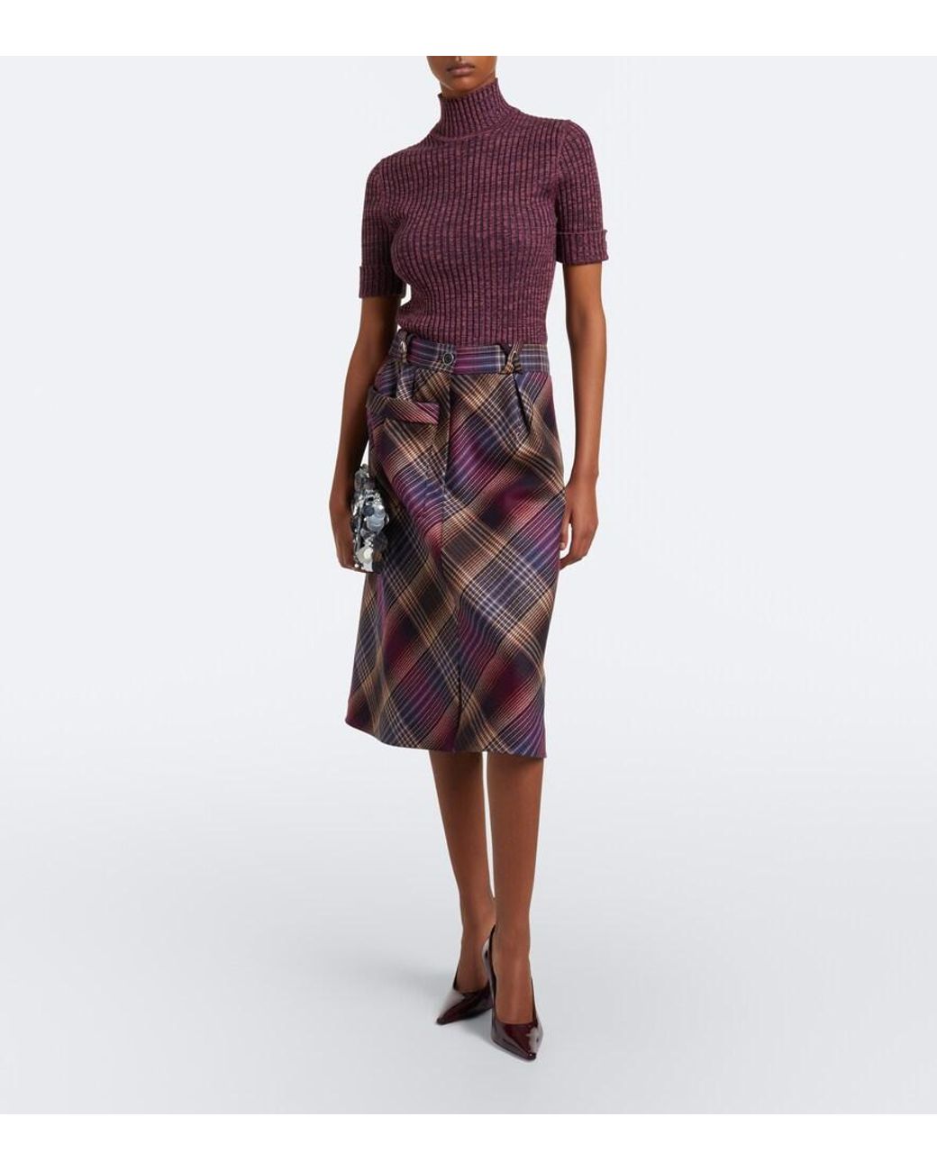 Rabanne Purple Ribbed-Knit Wool And Silk Sweater