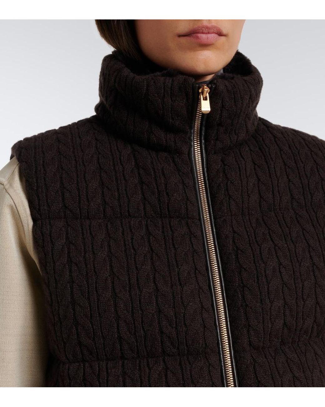 Agnona Black Cable-Knit Cashmere Puffer Vest
