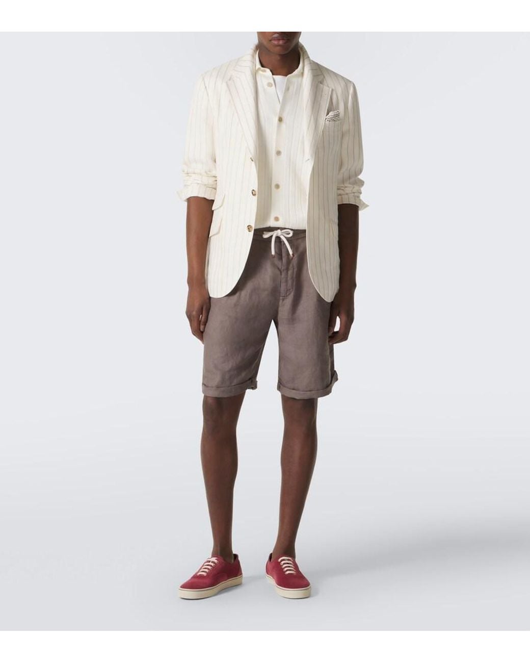 Brunello Cucinelli Red Suede Sneakers for men
