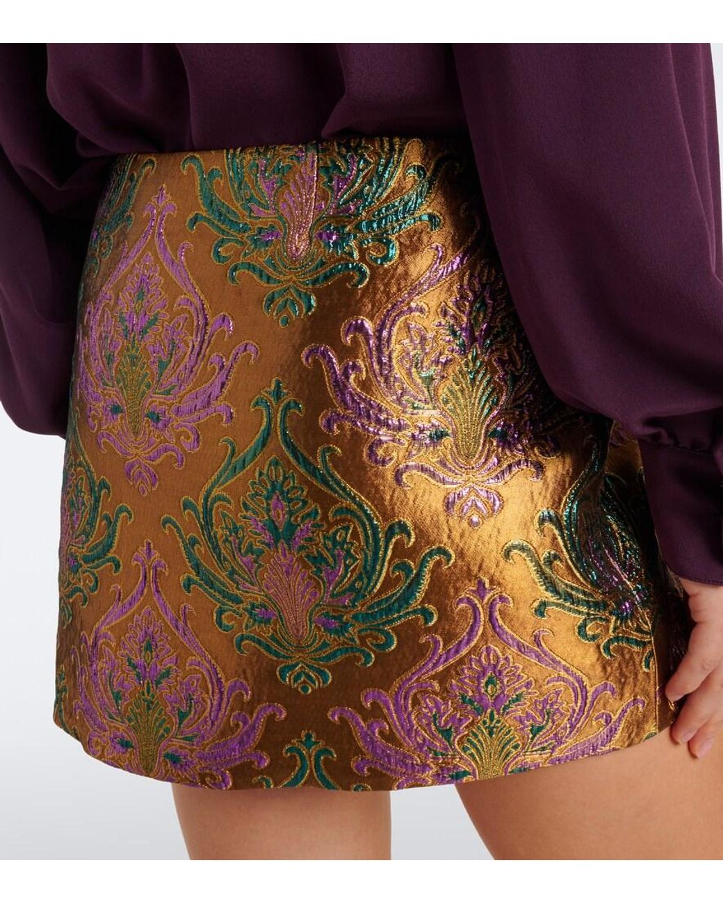 retroféte Multicolor Delphira Brocade Miniskirt