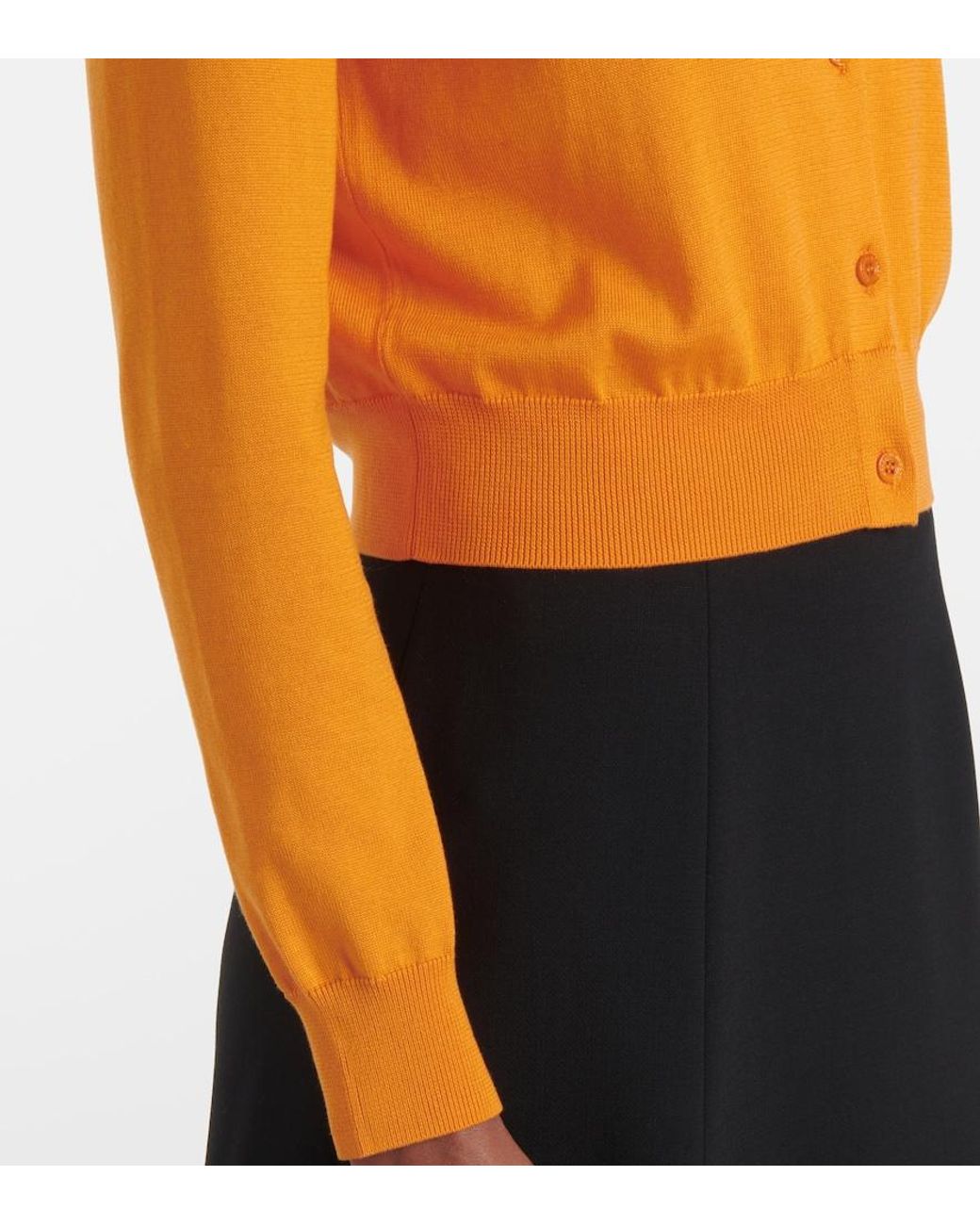 Carolina Herrera Orange Cropped Silk And Cotton Cardigan