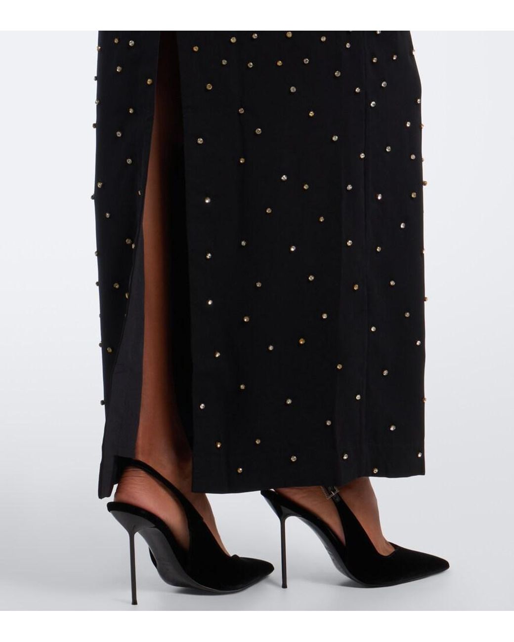 La Fuori Black Nyx Constellation Bloom Embellished Gown