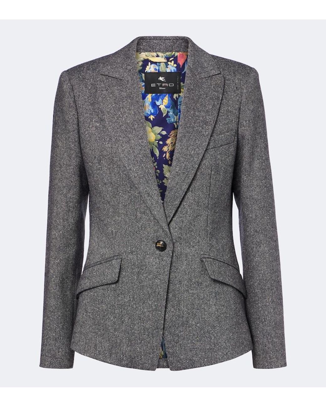 Etro Blue Wool And Silk-Blend Blazer