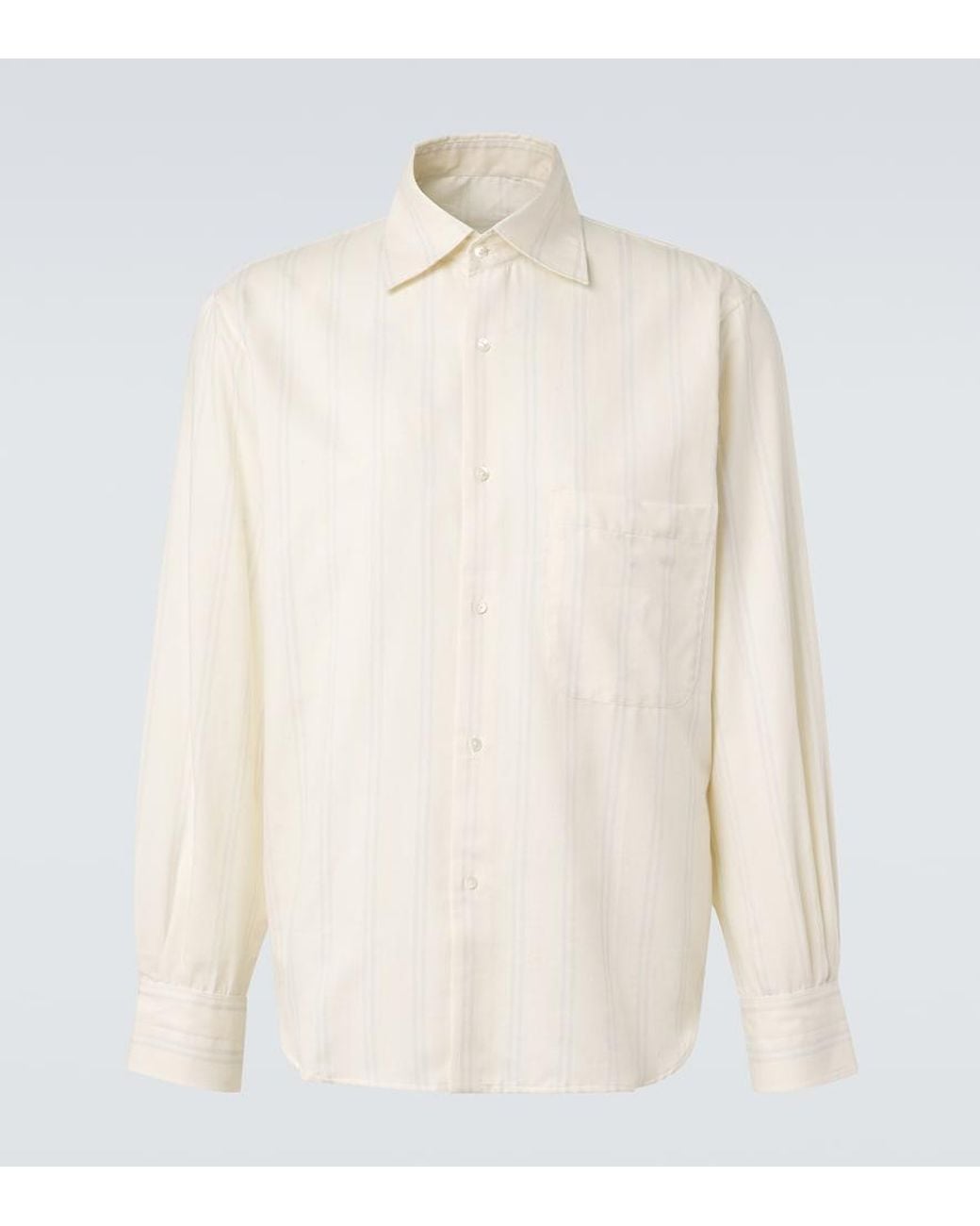 STÒFFA White Striped Cotton And Silk Shirt for men