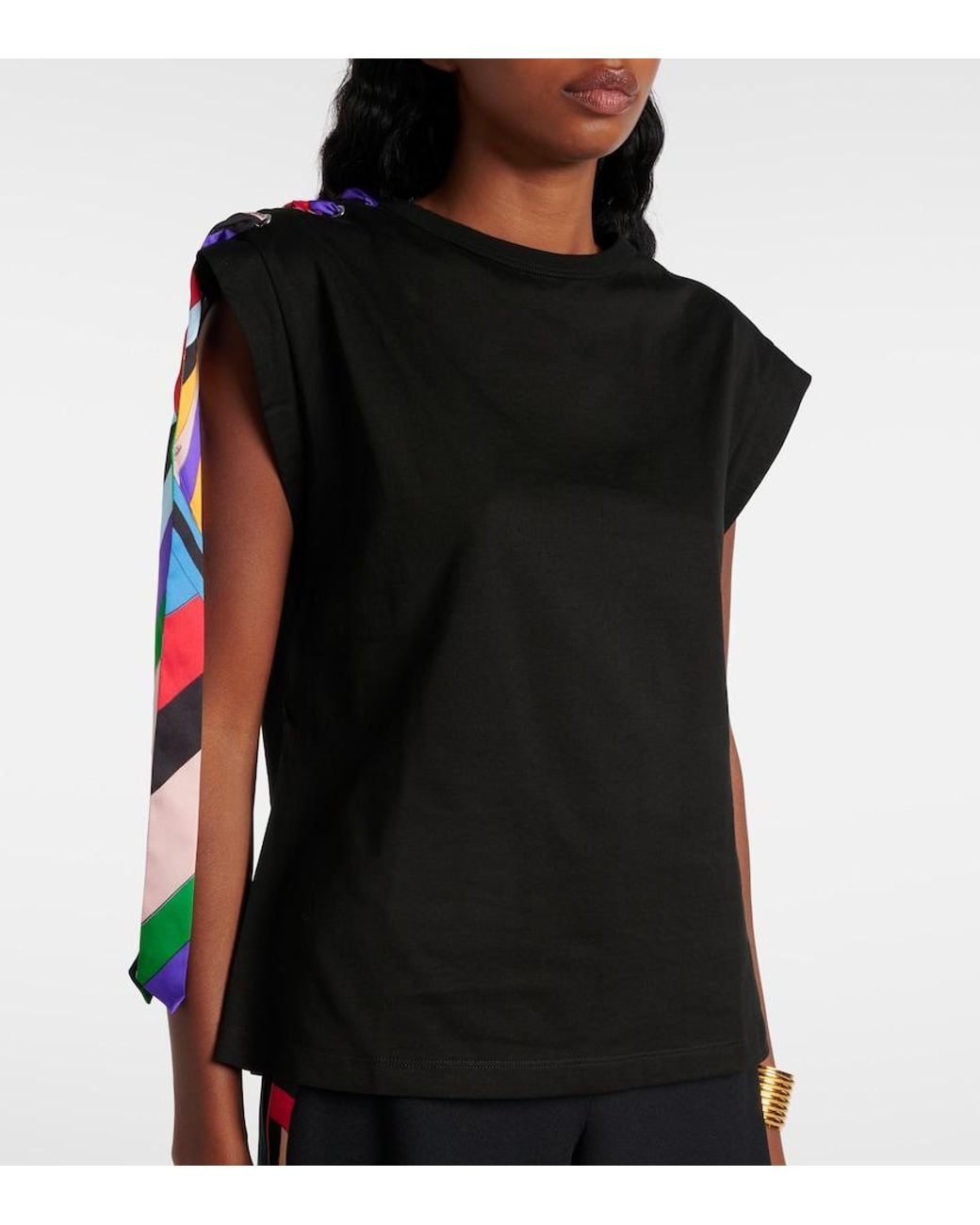 Emilio Pucci Black Iride Cotton Jersey T-Shirt