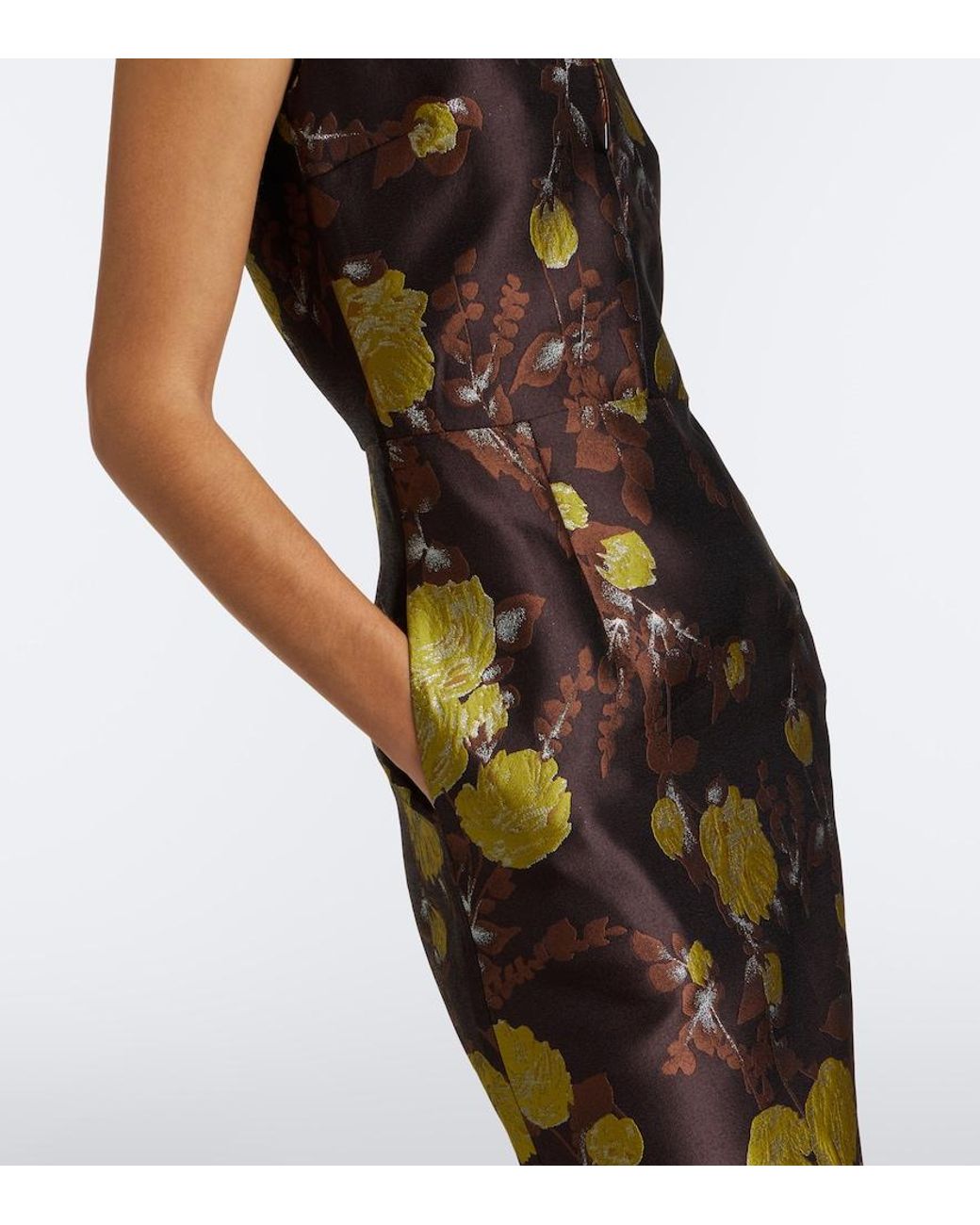 LaDoubleJ Multicolor Devon Feather-Trimmed Jacquard Midi Dress