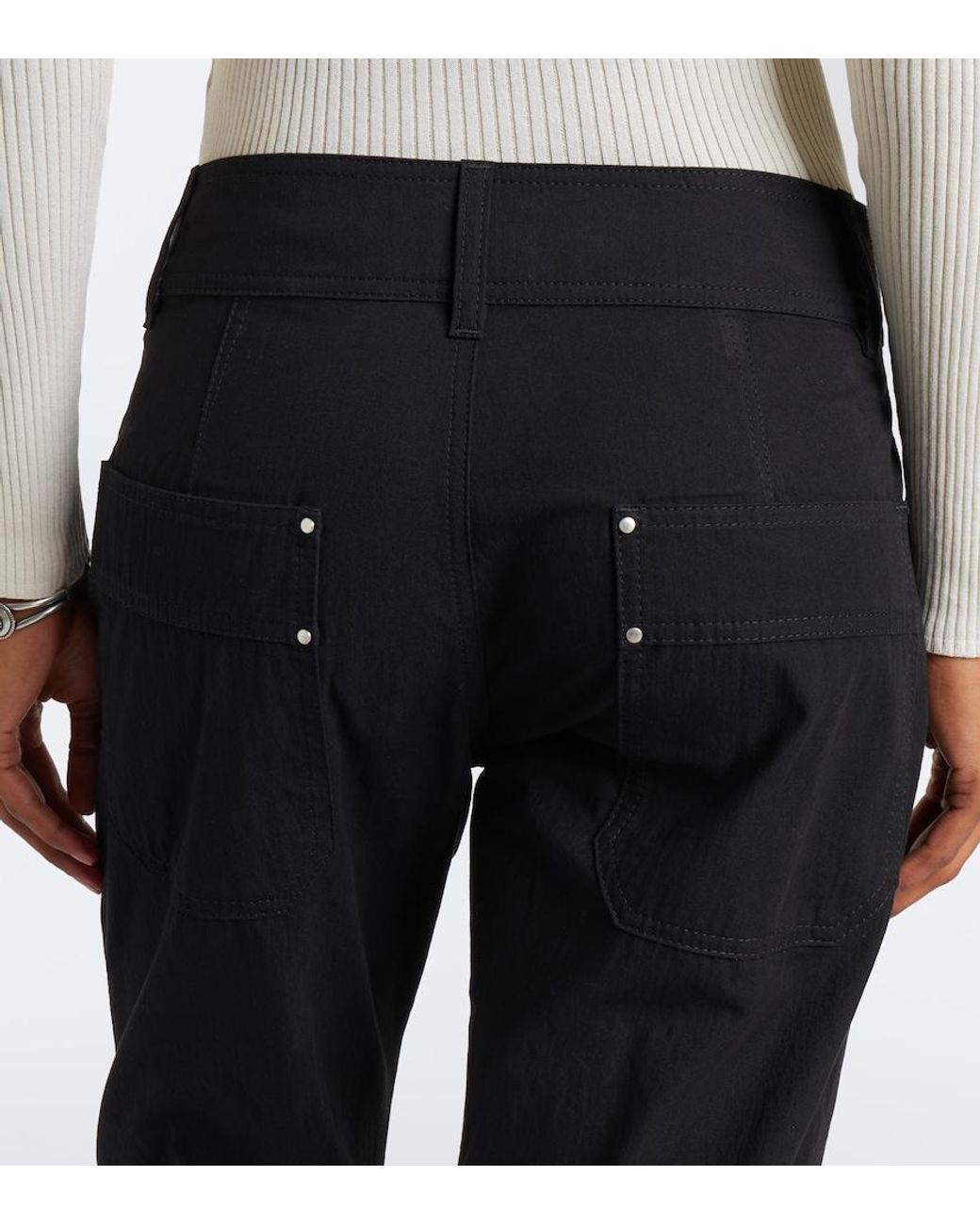 Isabel Marant Black Amandine Pleated Cotton-Blend Straight Pants