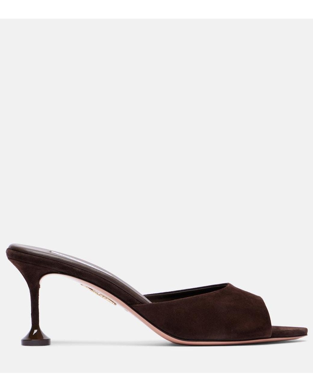 Aquazzura Brown Bisous 65 Suede Mules