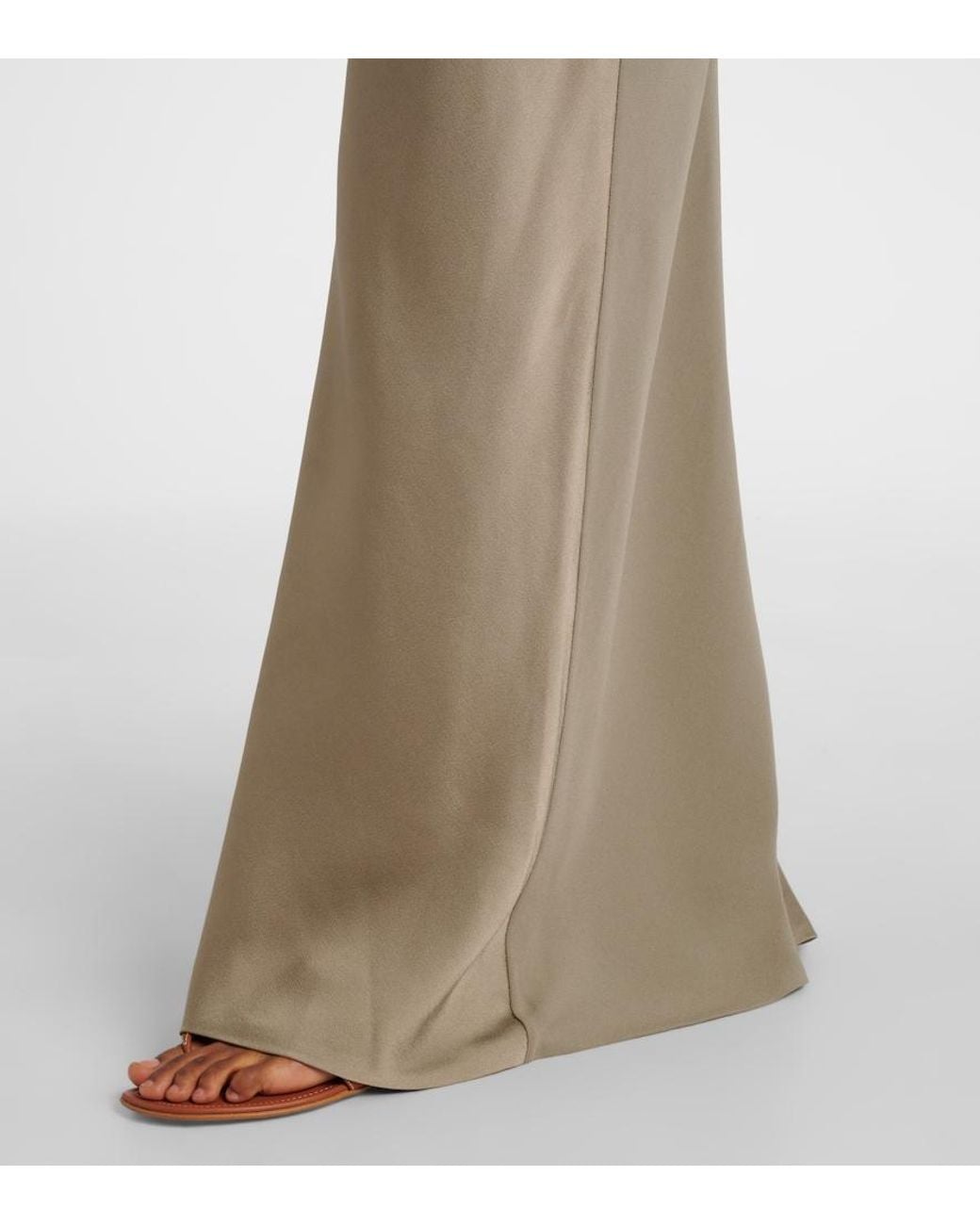 AMI Natural Paneled Satin Maxi Dress