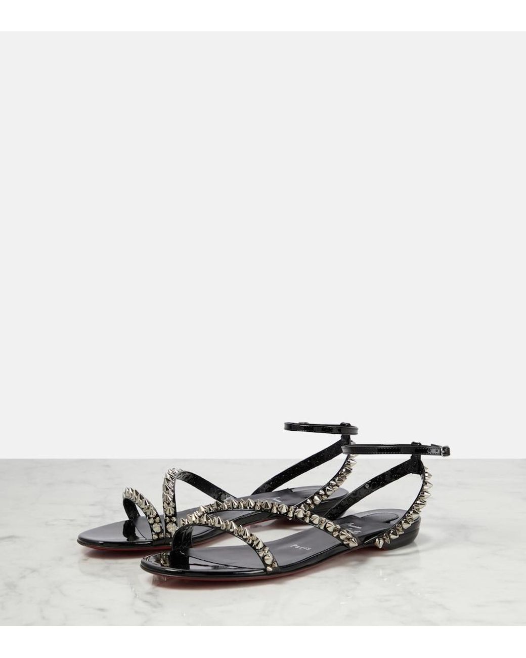 Christian Louboutin Black Mafaldina Spikes Leather Sandals