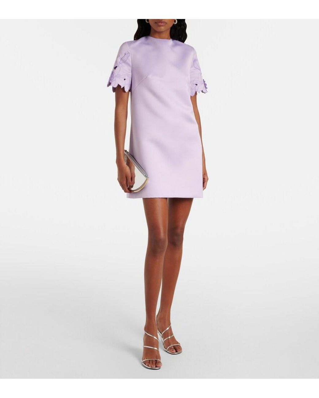 LEO LIN Purple Aurie Floral-Applique Minidress