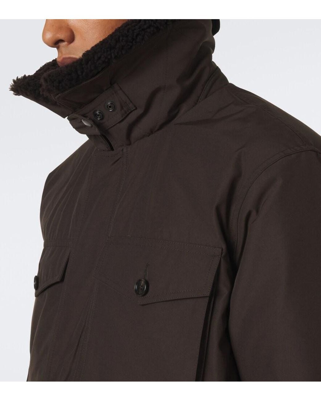 Canada Goose Black Scout Shearling-Trimmed Down Coat for men