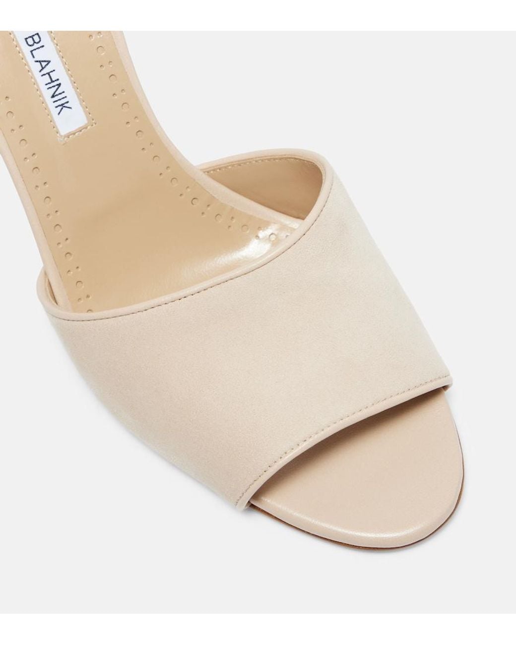 Manolo Blahnik Natural Larache 90 Suede Mules