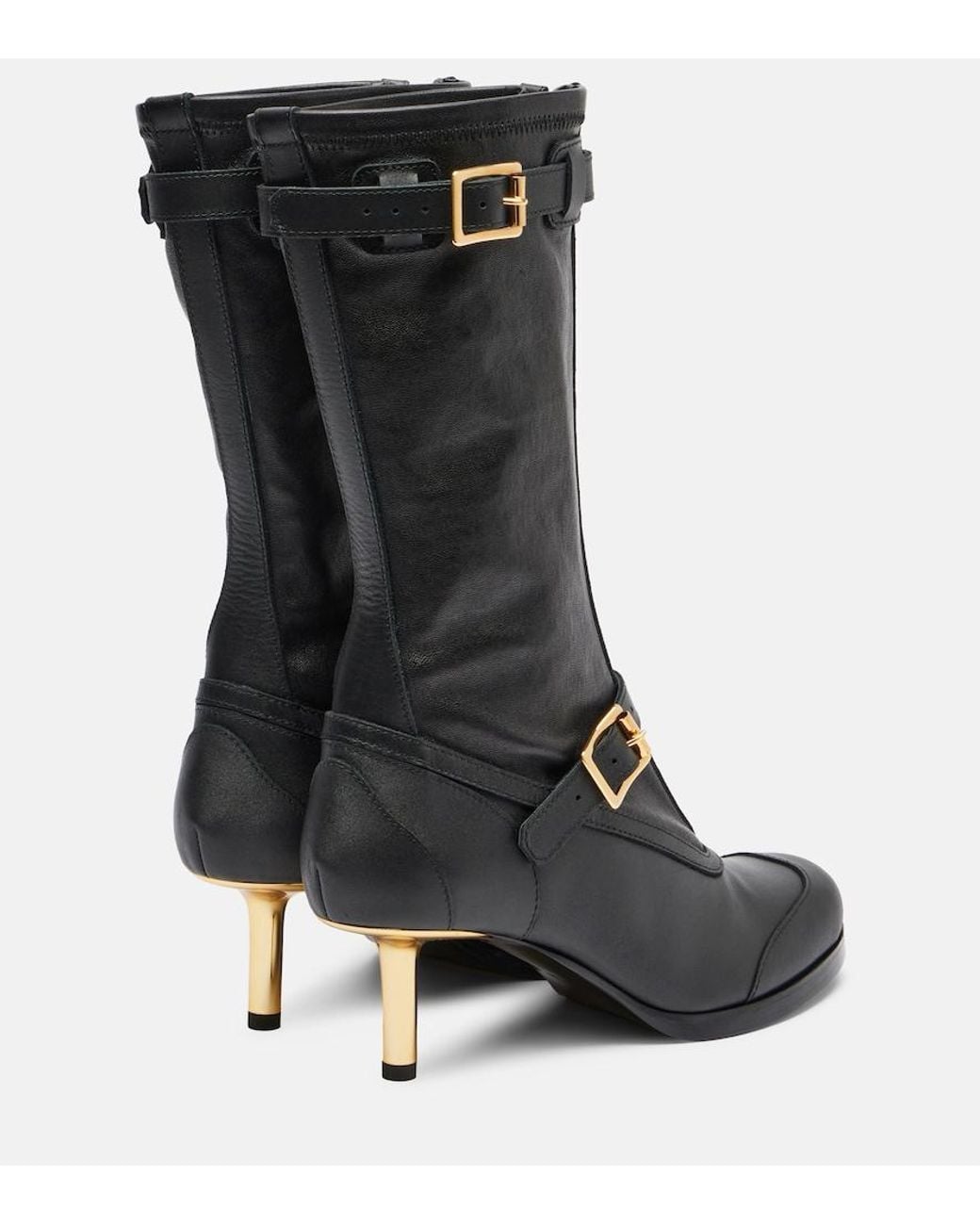 Sacai Black Aviator Leather Boots
